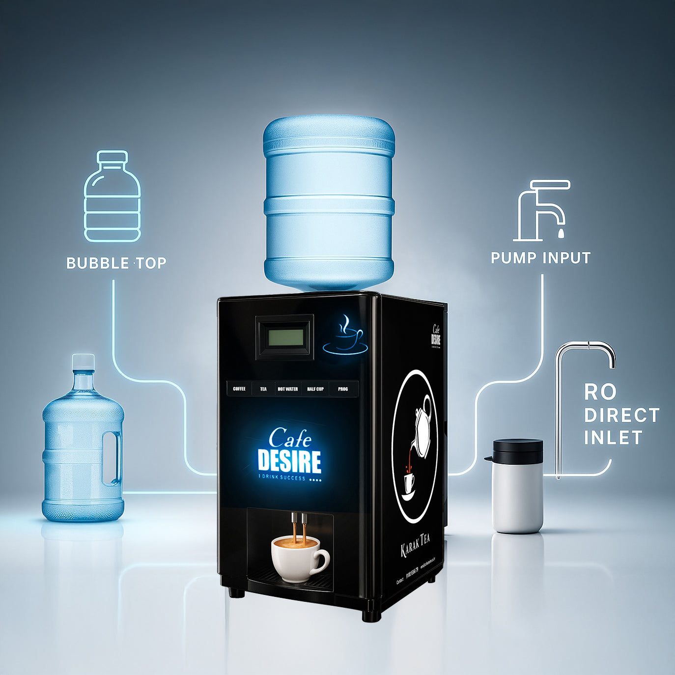 LED All in One Four Option Vending Machine (Multi-Water-Inlet) 1 x 100